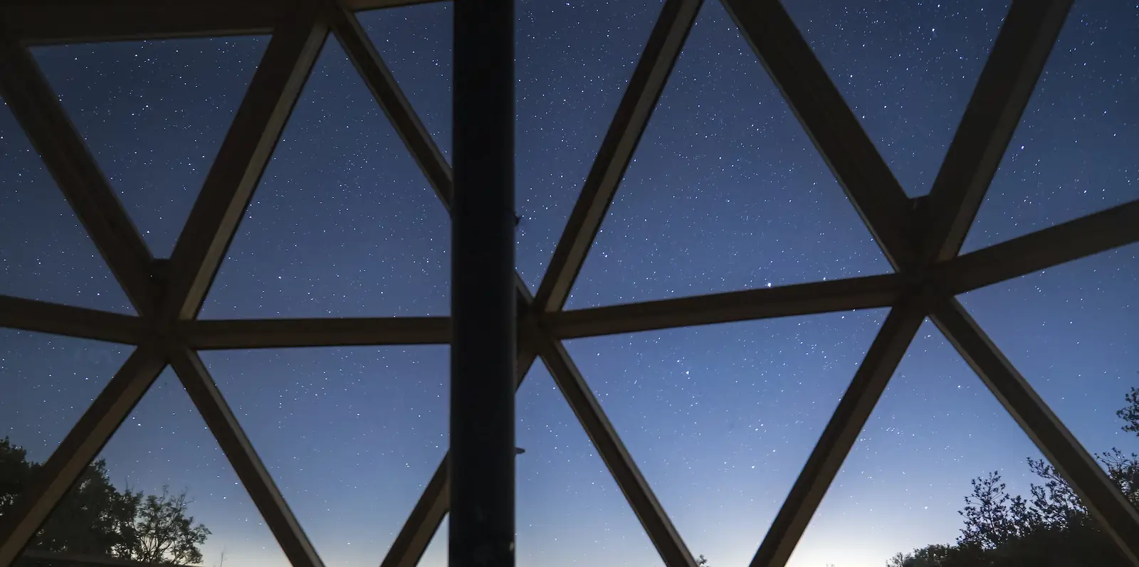 Stars seen through the Nova Dome's triangular glass panels